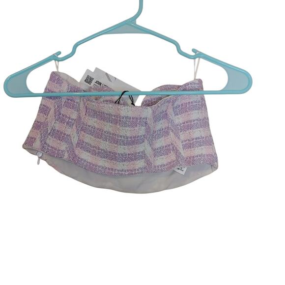 Zara New NWT Cropped Bra Tweed Purple White Striped Stripes Kawaii Twee Small - Picture 4 of 6